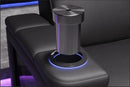 Valencia 2025 New Monza Leather Home Theater Seating With Carbon Fiber Panel Row of 5 Loveseat Left, Black
