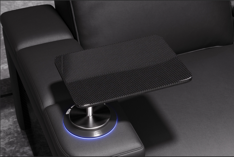 Valencia 2025 New Monza Leather Home Theater Seating With Carbon Fiber Panel Row of 2, Black