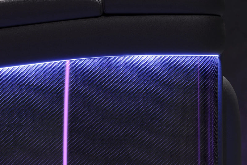 Valencia 2025 New Monza Leather Home Theater Seating With Carbon Fiber Panel Row of 5, Black