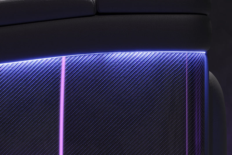Valencia 2025 New Monza Leather Home Theater Seating With Carbon Fiber Panel Row of 2, Black