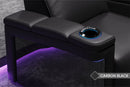 Valencia 2025 New Monza Leather Home Theater Seating With Carbon Fiber Panel Row of 4, Black