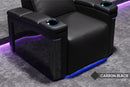 Valencia 2025 New Monza Leather Home Theater Seating With Carbon Fiber Panel Row of 5 Loveseat Left, Black