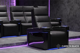 Valencia Monza Leather Home Theater Seating With Carbon Fiber Panel Single, Carbon Black