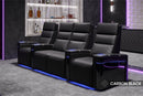 Valencia 2025 New Monza Leather Home Theater Seating With Carbon Fiber Panel Row of 2, Black