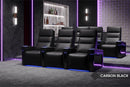 Valencia 2025 New Monza Leather Home Theater Seating With Carbon Fiber Panel Row of 3 Loveseat Left, Black