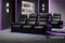 Valencia 2025 New Monza Leather Home Theater Seating With Carbon Fiber Panel Row of 3 Loveseat Left, Black