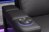 Valencia 2025 New Monza Leather Home Theater Seating With Carbon Fiber Panel Row of 5, Black