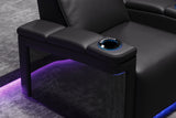 Valencia 2025 New Monza Leather Home Theater Seating With Carbon Fiber Panel Row of 4, Black