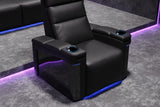 Valencia 2025 New Monza Leather Home Theater Seating With Carbon Fiber Panel Row of 4, Black