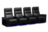 Valencia 2025 New Monza Leather Home Theater Seating With Carbon Fiber Panel Row of 4, Black