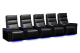 Valencia 2025 New Monza Leather Home Theater Seating With Carbon Fiber Panel Row of 5, Black
