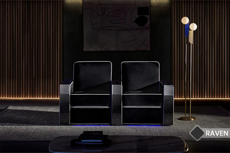 Valencia Naples Elegance Home Theater Seating Row of 5, Raven
