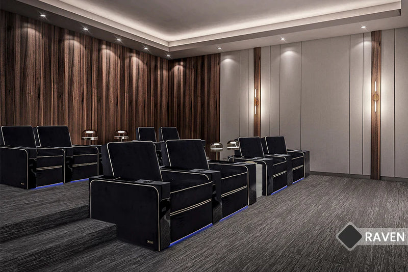 Valencia Naples Elegance Home Theater Seating Row of 4, Raven