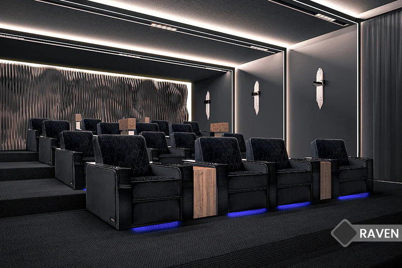 Valencia Naples Prestige Home Theater Seating Row of 4 Loveseat Right, Raven