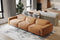 Valencia Nathan Full Aniline Leather Modular Sofa with Down Feather, Three Seats, Caramel Brown Color