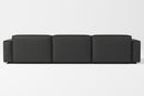 Valencia Nathan Full Aniline Leather Media Lounge Left Chaise Modular Sofa with Down Feather Fill, Black