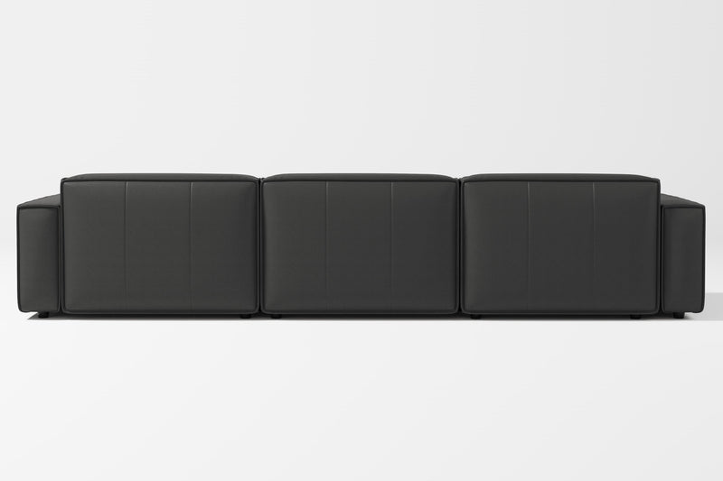 Valencia Nathan Full Aniline Leather Media Lounge Left Chaise Modular Sofa with Down Feather Fill, Black