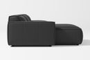 Valencia Nathan Full Aniline Leather Media Lounge Left Chaise Modular Sofa with Down Feather Fill, Black