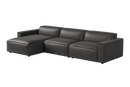 Valencia Nathan Full Aniline Leather Media Lounge Left Chaise Modular Sofa with Down Feather Fill, Black
