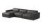 Valencia Nathan Full Aniline Leather Media Lounge Left Chaise Modular Sofa with Down Feather Fill, Black
