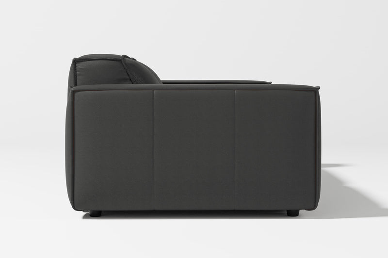 Valencia Nathan Full Aniline Leather Media Lounge Loveseat Modular Sofa with Down Feather Fill, Black