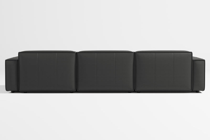 Valencia Nathan Full Aniline Leather Media Lounge Right Chaise Modular Sofa with Down Feather Fill, Black