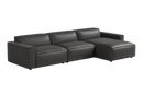 Valencia Nathan Full Aniline Leather Media Lounge Right Chaise Modular Sofa with Down Feather Fill, Black
