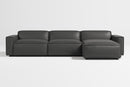 Valencia Nathan Full Aniline Leather Media Lounge Right Chaise Modular Sofa with Down Feather Fill, Black