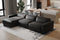 Valencia Nathan Full Aniline Leather Modular Sofa with Down Feather, Left Chaise, Black Color