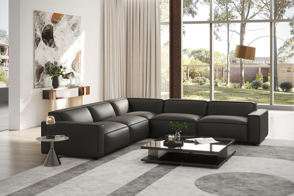 Nathan Leather Modular Corner Sectional Sofa