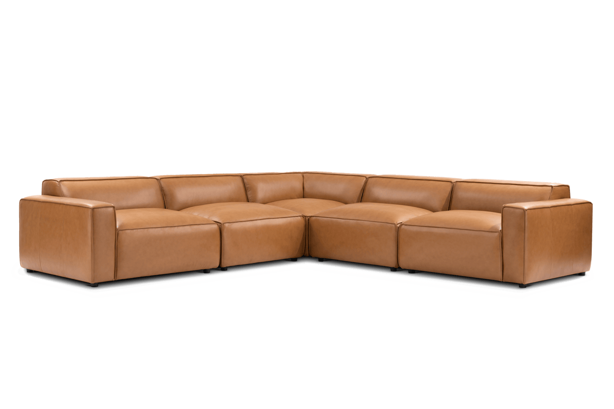 Nathan Leather Modular Corner Sectional Sofa