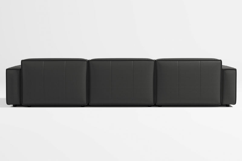 Valencia Nathan Full Aniline Leather Modular Sofa with Down Feather, Right Chaise, Black Color