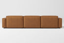 Valencia Nathan Full Aniline Leather Modular Sofa with Down Feather, Left Chaise, Caramel Brown Color