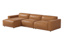 Valencia Nathan Full Aniline Leather Modular Sofa with Down Feather, Left Chaise, Caramel Brown Color