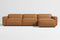 Valencia Nathan Full Aniline Leather Modular Sofa with Down Feather, Right Chaise, Caramel Brown Color