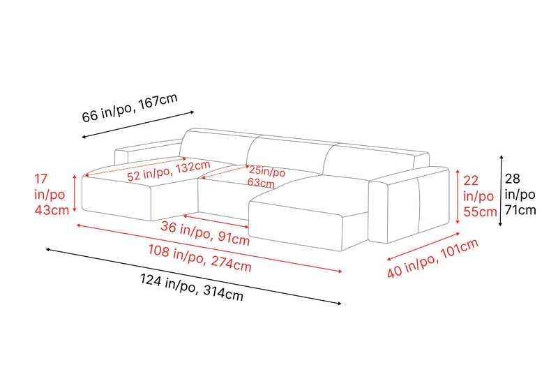 Valencia Nathan Full Aniline Leather Modular Sofa with Down Feather, Row of 3 Double Chaise, Black Color