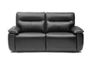Valencia Nero Leather Loveseat Dual Recliner Sofa, Black