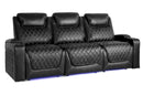 Valencia Oslo XL Console Leather Home Theater Seating Heavy Duty Row of 3 Dropdown Center, Midnight Black