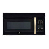 FORNO Scalo 30" 1.6 cu. ft. 300 CFM Over The Range Microwave in Black with Antique Brass Accents, FOTR3007-30BLK