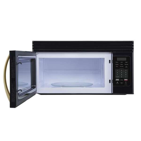 FORNO Scalo 30" 1.6 cu. ft. 300 CFM Over The Range Microwave in Black with Antique Brass Accents, FOTR3007-30BLK