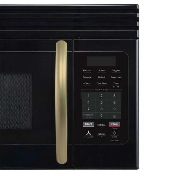 FORNO Scalo 30" 1.6 cu. ft. 300 CFM Over The Range Microwave in Black with Antique Brass Accents, FOTR3007-30BLK