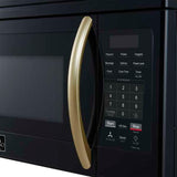 FORNO Scalo 30" 1.6 cu. ft. 300 CFM Over The Range Microwave in Black with Antique Brass Accents, FOTR3007-30BLK