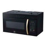 FORNO Scalo 30" 1.6 cu. ft. 300 CFM Over The Range Microwave in Black with Antique Brass Accents, FOTR3007-30BLK