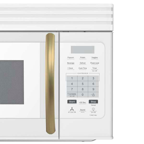FORNO Scalo 30" 1.6 cu. ft. 300 CFM Over The Range Microwave in White with Antique Brass Accents, FOTR3007-30WHT