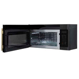 FORNO Fornace 30" 1.5 cu. ft. 300 CFM Over The Range Microwave in Black with Antique Brass Accents, FOTR3038-30BLK