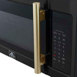 FORNO Fornace 30" 1.5 cu. ft. 300 CFM Over The Range Microwave in Black with Antique Brass Accents, FOTR3038-30BLK