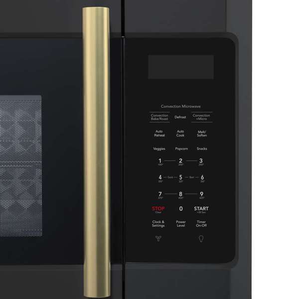 FORNO Fornace 30" 1.5 cu. ft. 300 CFM Over The Range Microwave in Black with Antique Brass Accents, FOTR3038-30BLK