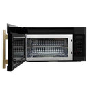 FORNO Fornace 30" 1.5 cu. ft. 300 CFM Over The Range Microwave in Black with Antique Brass Accents, FOTR3038-30BLK