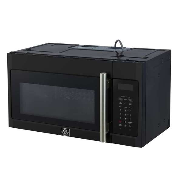 FORNO Fornace 30" 1.5 cu. ft. 300 CFM Over The Range Microwave in Black with Silver Accents, FOTR3038-30BLK