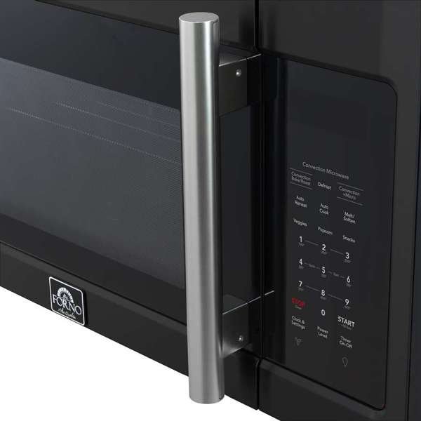 FORNO Fornace 30" 1.5 cu. ft. 300 CFM Over The Range Microwave in Black with Silver Accents, FOTR3038-30BLK